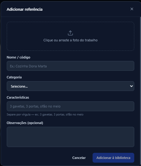 Formulário de adicionar referência